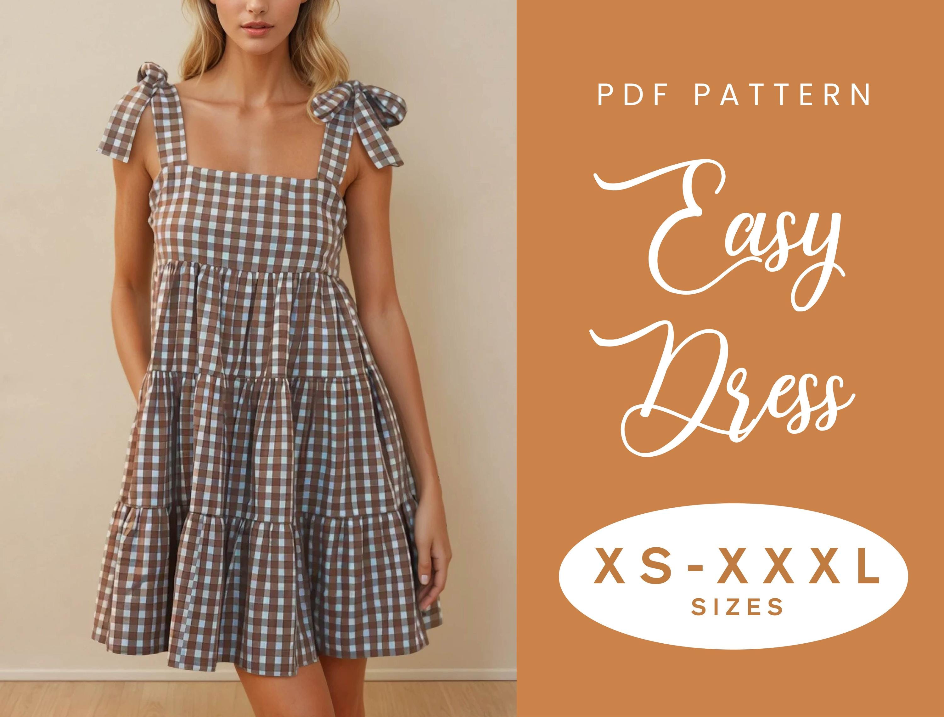 Cotton Ruffle Dress Sewing Pattern | XS-XXXL | Instant Download | Easy PDF | Tiered Gathered Summer Dress Tie Straps | Gathered Skirt