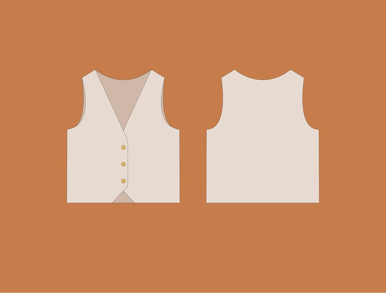 Patron de couture gilet TP-XXXL Téléchargement instantané PDF numérique facile Gilet ample élégant à motif corset boutonné sur le devant court court image 4