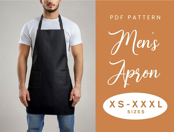 Mens Apron Sewing Pattern | XS-XXXL | Instant Download | Easy Digital PDF | Kitchen Cooking Tie Apron Accessory