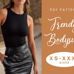 Bodysuit Sewing Pattern | XS-XXXL | Instant Download | Easy Digital PDF | Knit Stretch Leotard Tank Top Bodysuit