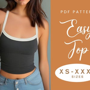 May include: PDF pattern for an easy top with a white trim. The pattern includes sizes XS-XXXXL.