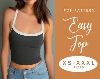 Camisole Sewing Pattern | XS-XXXL | Instant Download | Easy Digital PDF | Vest Cami | Crop Top Knit Strap Top