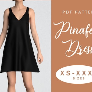 Pinafore Dress Sewing Pattern | XS-XXXL | Loose Summer Autumn Dress | Easy Digital PDF