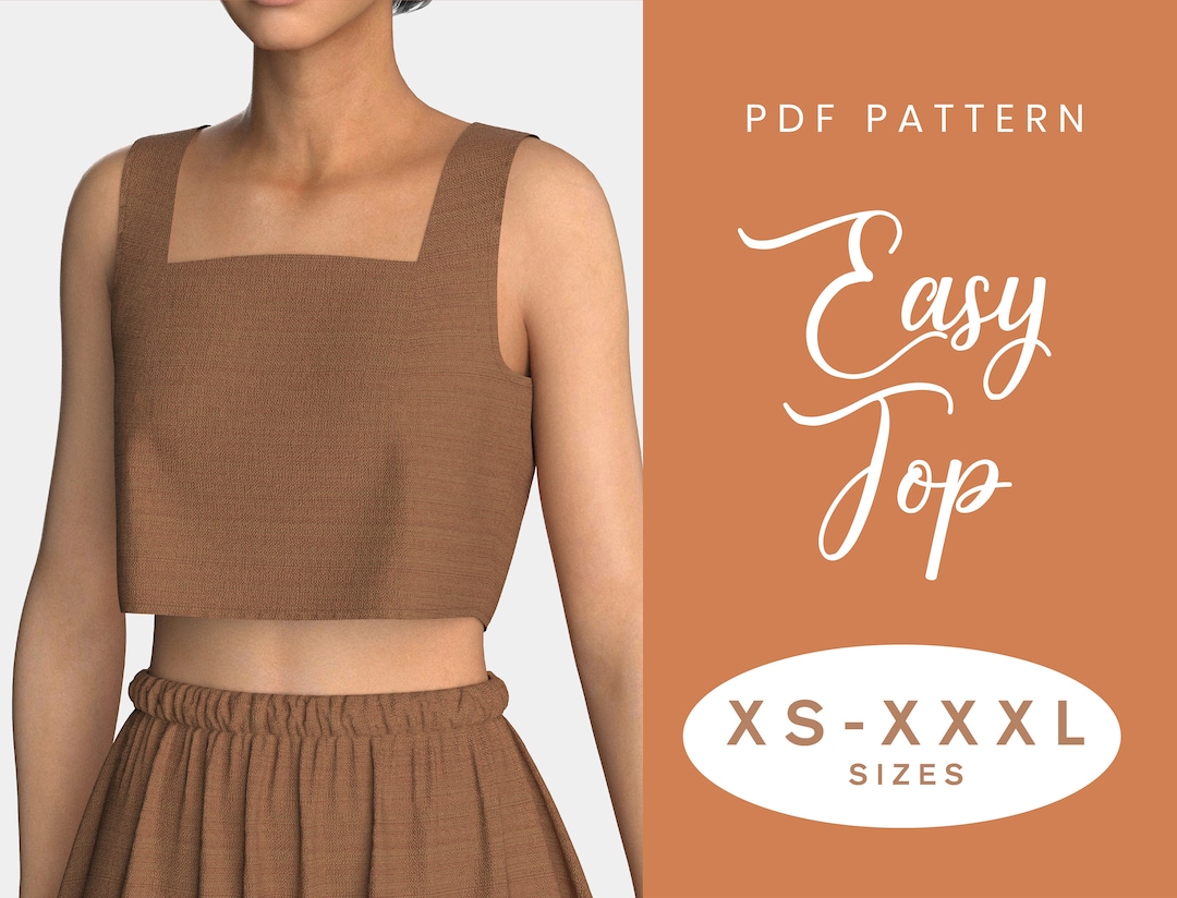 【BOK PLACE】Plan 2way crop string high neck quality padding Crop Top Sewing Pattern | XS-XXXL | Instant Download | Easy