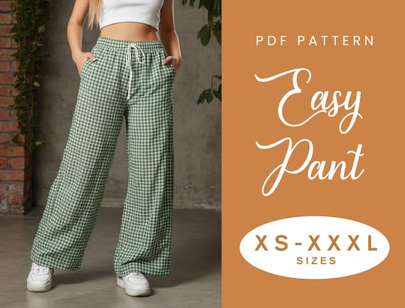 Patron de couture pour pantalon large élastique | TP-XXXL | Téléchargement instantané | PDF numérique facile | Pantalon ample femme lin avec poches