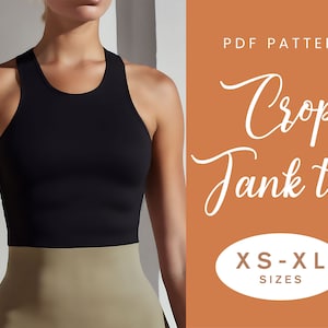 Crop Tank Top Sewing Pattern XS-XL Instant Download Easy Digital PDF image 1