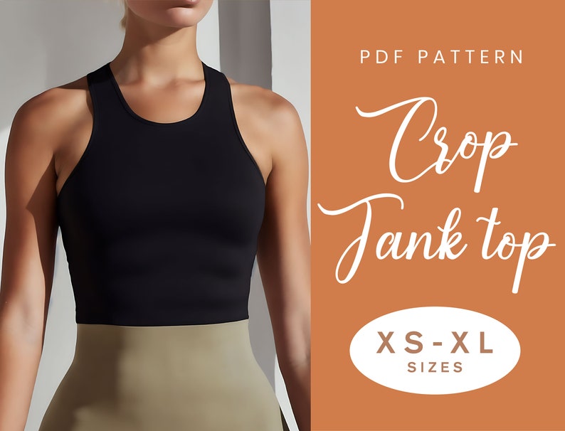 Crop Tank Top Sewing Pattern XS-XL Instant Download Easy Digital PDF image 1