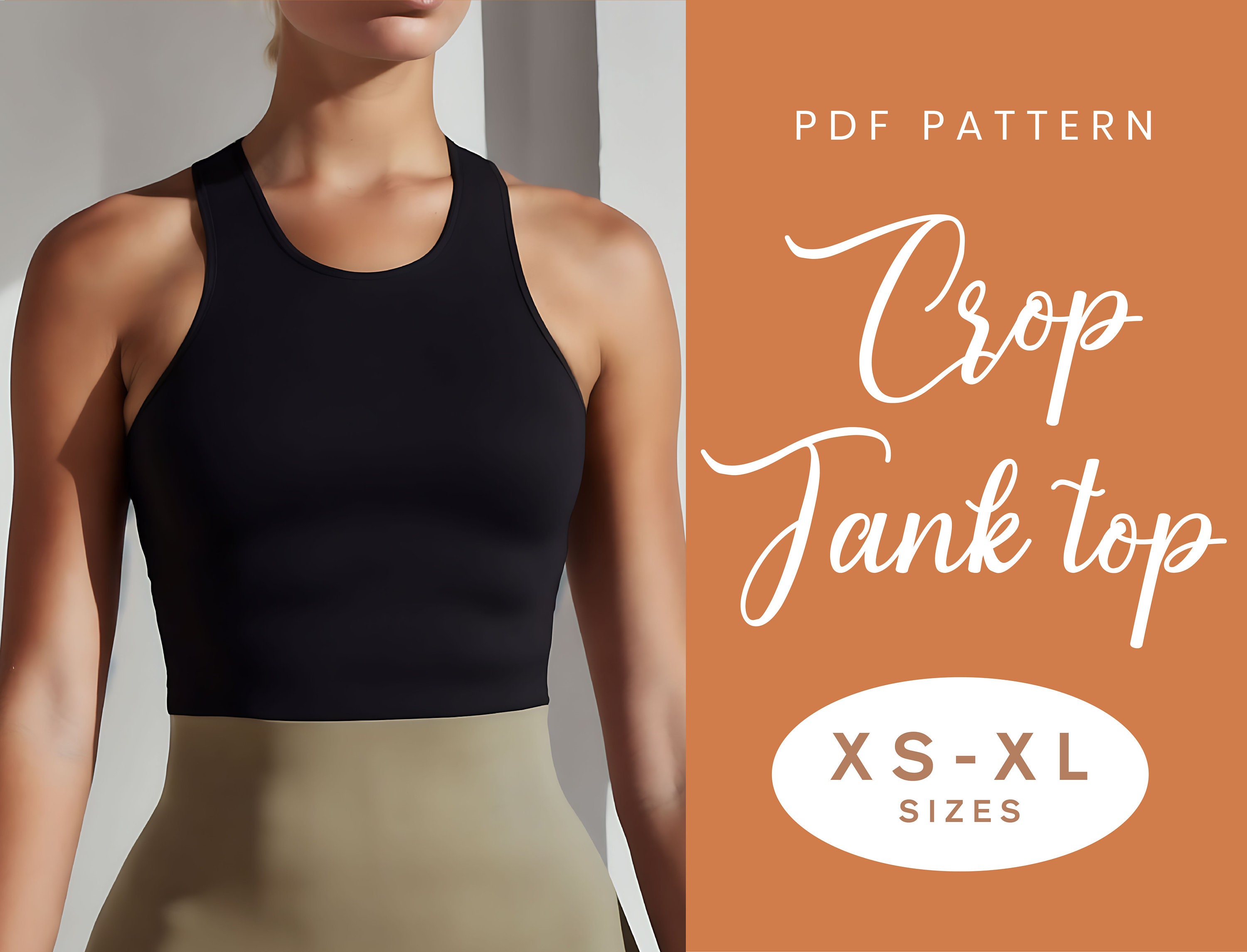 Crop Tank Top Sewing Pattern XS-XL Instant Download Easy Digital PDF 