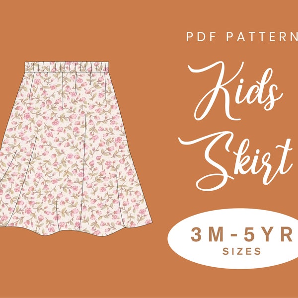 Child's Skirt Sewing Pattern | 3M-5YRS | PDF Instant Download | Baby Girl Kids Gathered Skirt Elastic Waist