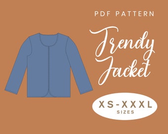 Jacke Schnittmuster | XS-XXXL | Sofortdownload | Einfach Digitales PDF | Offene Baumwolljacke Ungefüttert Oberbekleidung Muster