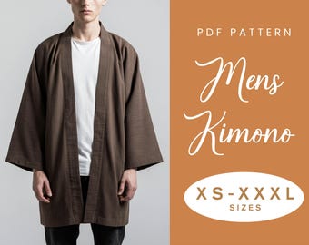 Mens Kimono Sewing Pattern | XS-XXXL | Instant Download | Easy Digital PDF | Oversized Mens Summer Jacket Jumper
