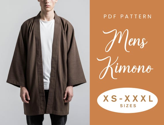 Mens Kimono Sewing Pattern | XS-XXXL | Instant Download | Easy Digital PDF | Oversized Mens Summer Jacket Jumper