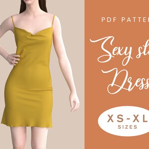 Cowl Neck Slip Dress Sewing Pattern | XS-XL | Instant Download | Easy Digital PDF