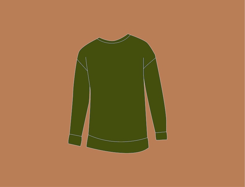 Puede incluir: Una sudadera de color verde oscuro de manga larga con cuello redondo.