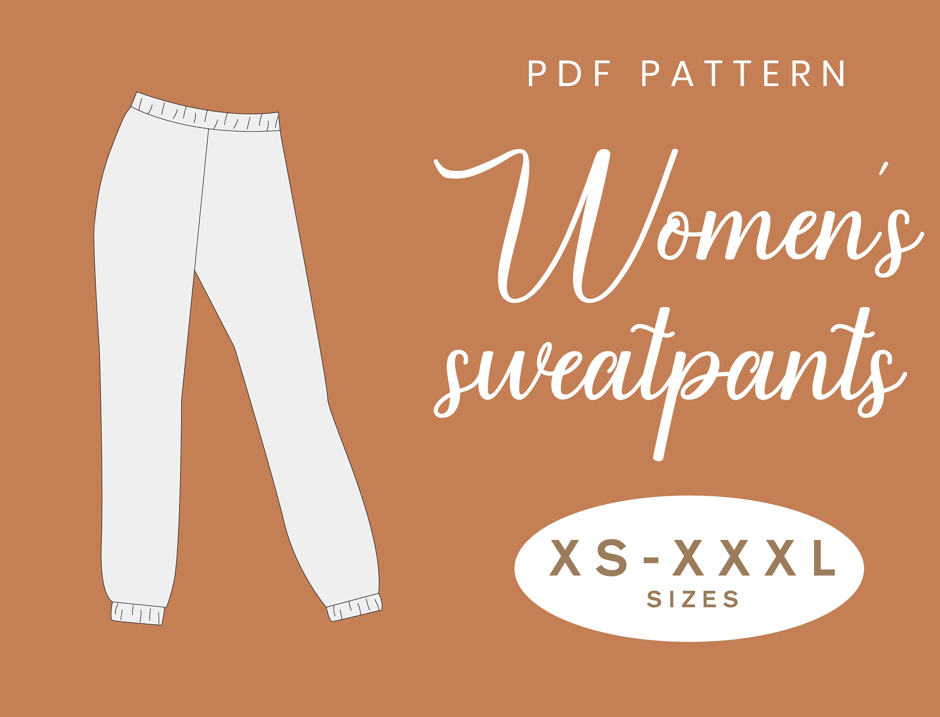 Women's Sweatpants Sewing Pattern Pants XS-XXXL Instant Download Easy  Joggers Sweat Gym Loungewear Pants 