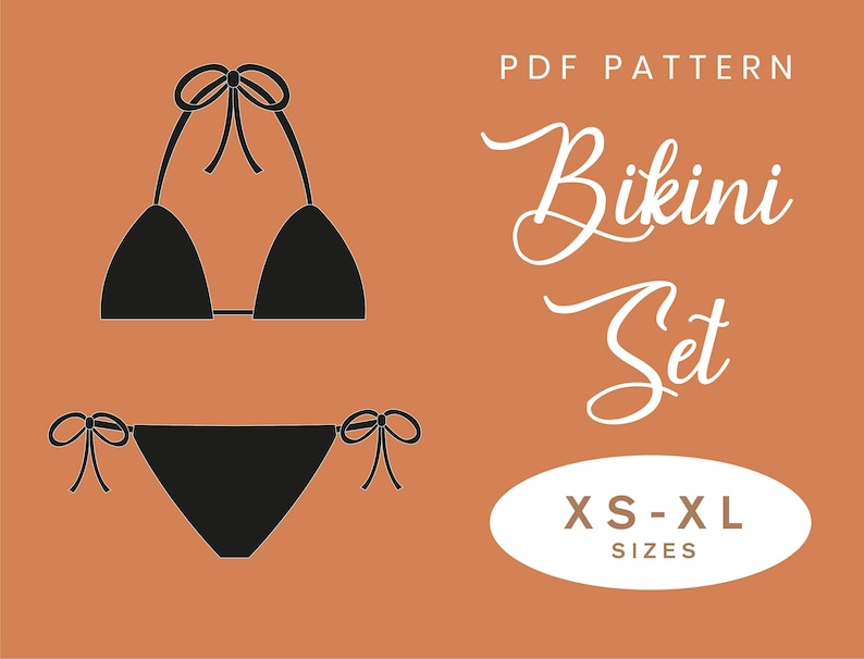 Bikini Set Sewing Pattern Top and Bottoms XS-XL Instant Download Easy Digital PDF image 1