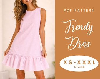 Cotton Sleeveless Dress Sewing Pattern | XS-XXXL | Instant Download | Easy PDF | Gathered Summer Dress | Gathered Ruffle | Sundress