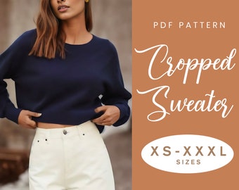 Easy Sweater Sewing Pattern | XS-XXXL | PDF Instant Download | Women's Drop Shoulder Cropped Tee Jumper