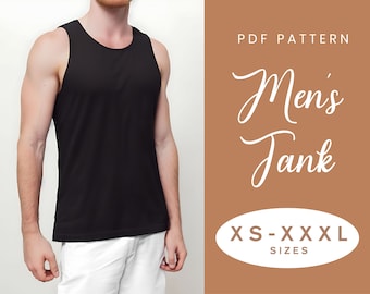 Mens Top Sewing Pattern | XS-XXXL | Instant Download | Easy Digital PDF | Tank Top T-Shirt