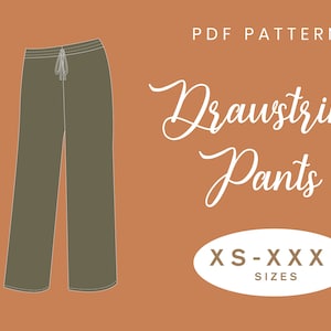 Drawstring Pant Sewing Pattern | XS-XXXL | Instant Download | Easy Digital PDF | Knit Trouser Culotte Elastic Waist