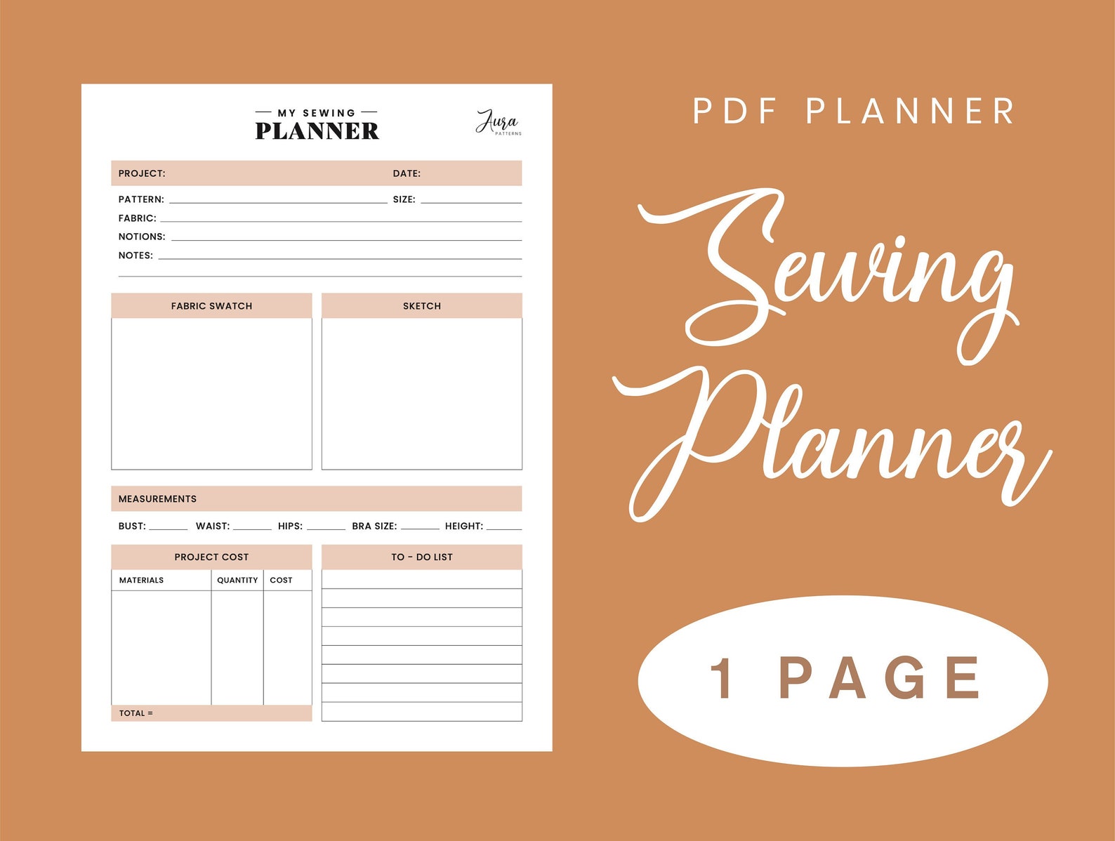 Sewing Planner Printable Project Tracker A4 US Letter 1 Page Easy sewing-planner-printable-project-tracker-a4-us-letter-1-page-easy