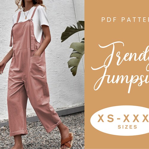 Jumpsuit Sewing Pattern XSXXXL Instant Download Easy Etsy