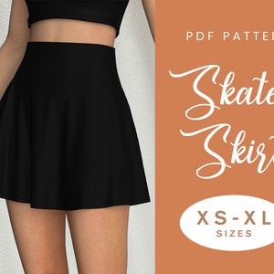 Skater Skirt Sewing Pattern XS-XL Instant Download Easy Digital PDF Women's Flare Skirt image 1