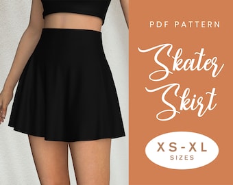 Skater Rock Schnittmuster | XS-XL | Sofort Download | Einfaches Digitales PDF | Frauen Flare Rock