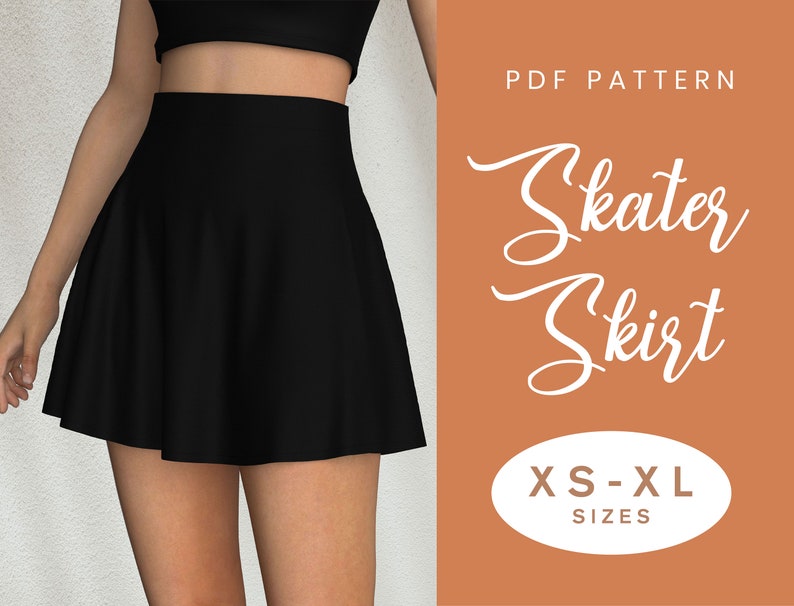 Skater Skirt Sewing Pattern XS-XL Instant Download Easy Digital PDF Women's Flare Skirt image 1