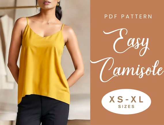 V-neck Camisole Sewing Pattern XS-XL Instant Download Classic Top Digital  PDF 
