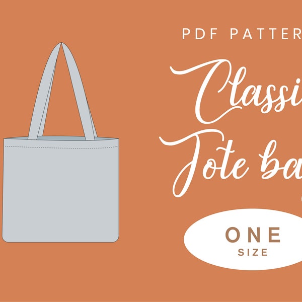 Classic Tote Bag Sewing Pattern | One Size | Instant Download | Easy Digital PDF | Women's Shoulder Bag