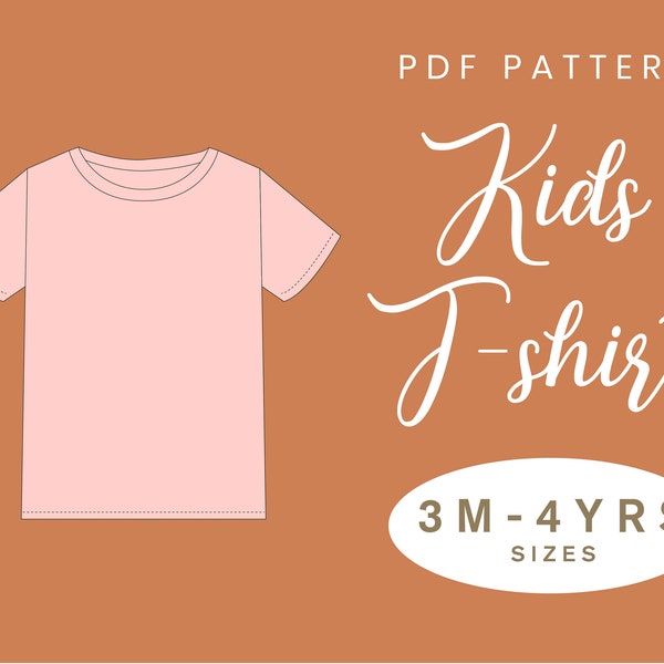 Modèle de couture de t-shirt pour enfants | 3M-4ANS | Téléchargement instantané PDF | Manches de t-shirt pour bébé