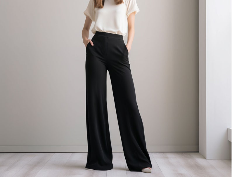 Modèle de couture de pantalon XS-XXXL Téléchargement instantané PDF numérique facile Pantalon élastique femme ample style tendance poches image 2