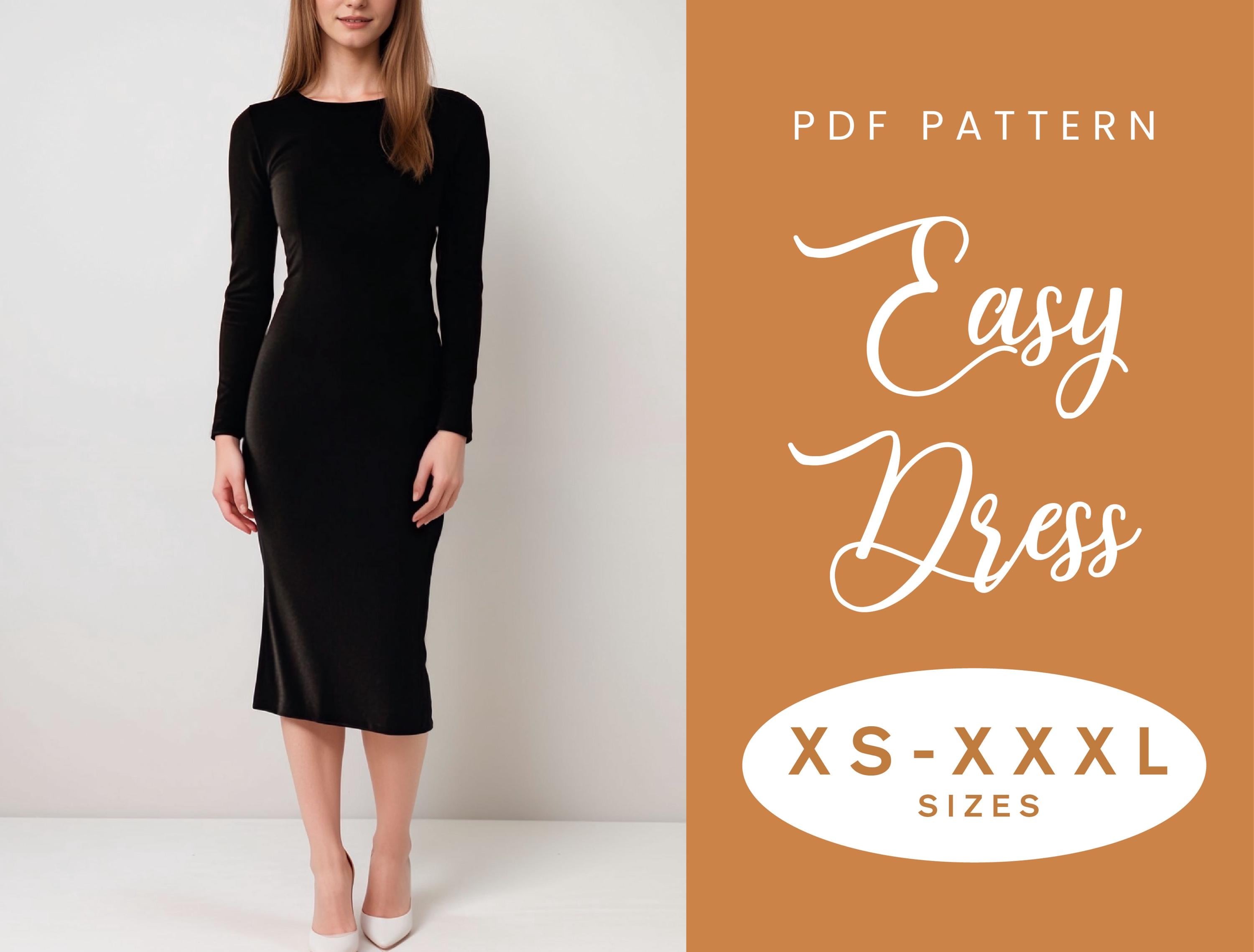 long sleeve t shirt dress pattern Long Sleeved Dress T-shirt Sewing Pattern Top | XS-XXXL | Instant Download  | Easy Digital PDF | Fitted Stretch Dress Sleeves Cosy Stylish