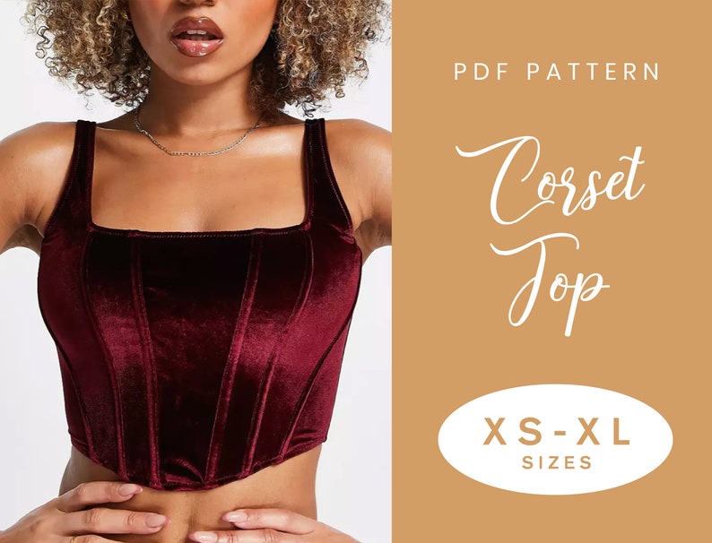 Corset Top Sewing Pattern | XS-XL | Lace up Back Bustier | Digital PDF |  Instant Download 