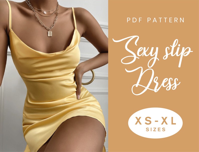 Cowl Neck Slip Dress Sewing Pattern | XS-XL | Instant Download | Easy Digital PDF 