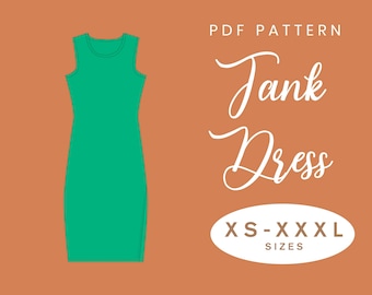 Tank Dress Sewing Pattern | XS-XXXL | Instant Download | Easy Digital PDF | Women's Side Slit Fitted Stretch Dress