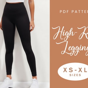 Patrón de costura de leggings de talle alto para pantalones / XS-XL / Descarga instantánea / PDF digital fácil