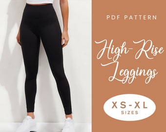High Rise Leggings Sewing Pattern Pants | XS-XL | Instant Download | Easy Digital PDF
