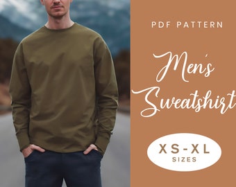 Herren Sweatshirt Schnittmuster | XS-XL | Sofort Download | Einfaches Digitales PDF | Pullover mit Rundhalsausschnitt