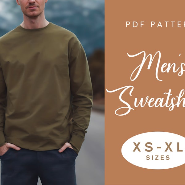 Mens Sweatshirt Sewing Pattern | XS-XL | Instant Download | Easy Digital PDF | Crew Neck Sweater