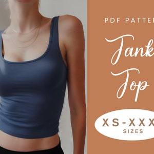 Leuk naaipatroon tanktop | XS-XXXL | Ronde halslijn | Direct downloaden | Eenvoudige digitale pdf