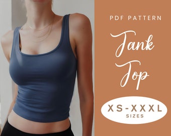 Cute Tank Top Sewing Pattern | XS-XXXL | Scoop Neckline | Instant Download | Easy Digital PDF