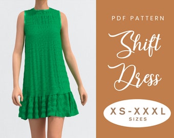 Shift Smock Dress Sewing Pattern | Sleeveless Summer Dress | XS-XXXL | Instant Download | Easy Digital PDF