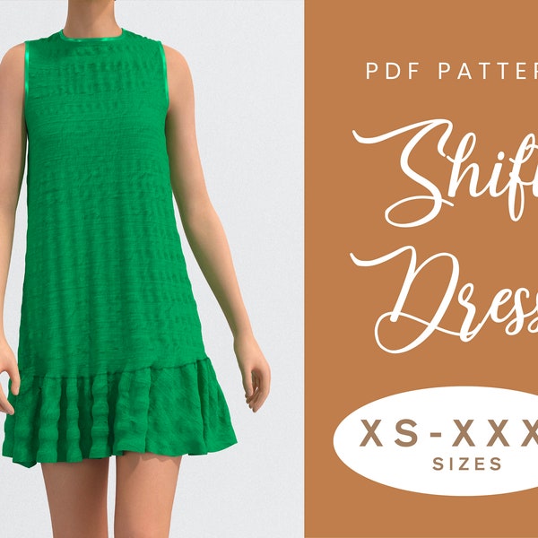 Shift Smock Dress Sewing Pattern | Sleeveless Summer Dress | XS-XXXL | Instant Download | Easy Digital PDF