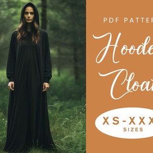 Cloak Sewing Pattern | XS-XXXL | Instant Download | Easy Digital PDF | Unisex Hood Cloak Hooded Style Medieval Fantasy Costume Gown Cape