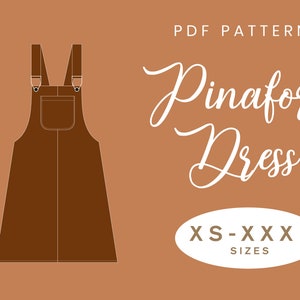 Schnittmuster für Kleid mit Schürze | XS-XXXL | Lockeres Sommer-Herbstkleid Taschen | Einfaches Digitales PDF