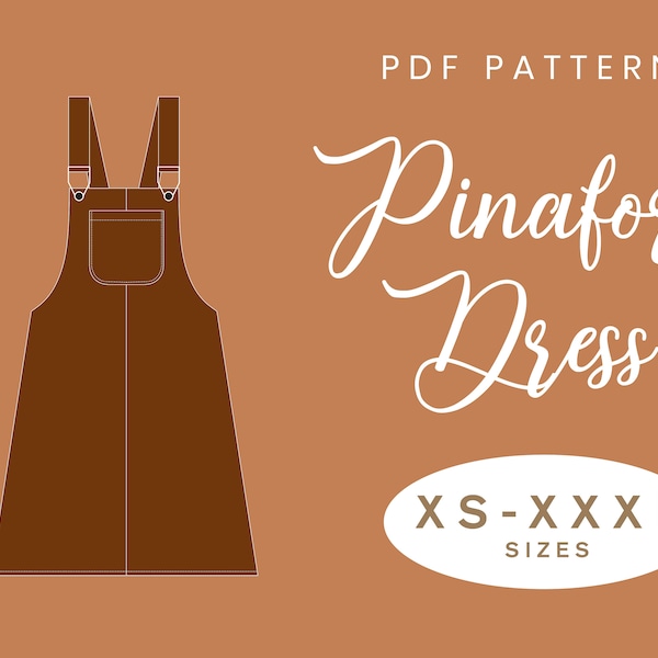 Pinafore Dress Sewing Pattern | XS-XXXL | Loose Summer Autumn Dress Pockets | Easy Digital PDF
