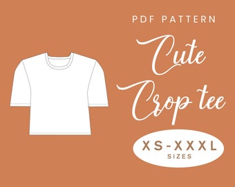 Cute Crop Tee Sewing Pattern | XS-XXXL | PDF Instant Download | Women's Cropped T-Shirt