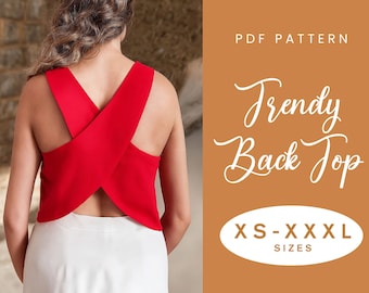 Crossback Top Sewing Pattern | XS-XXXL | Instant Download | Easy Digital PDF | Women's Wrap Top | Loose Top Pattern Summer Cross Back Blouse